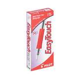Pilot® EasyTouch Ballpoint Pen, Stick, Fine 0.7 mm, Red Ink, Clear/Red Barrel, Dozen (PIL32003) Box of 12