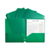 C-Line® Two-Pocket Heavyweight Poly Portfolio Folder, 3-Hole Punch, 11 x 8.5, Green, 25/Box (CLI33933BX) Box of 25