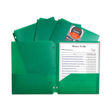 C-Line® Two-Pocket Heavyweight Poly Portfolio Folder, 3-Hole Punch, 11 x 8.5, Green, 25/Box (CLI33933BX) Box of 25