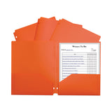 C-Line® Two-Pocket Heavyweight Poly Portfolio Folder, 3-Hole Punch, 11 x 8.5, Orange, 25/Box (CLI33932BX) Box of 25