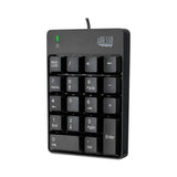 Adesso Spill-Resistant 18-Key Numeric Keypad, Black (ADEAKB601UB) Each