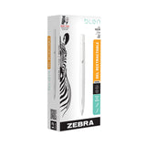 Zebra® bLen Gel Pen, Retractable, Fine 0.7 mm, Black Ink, White Barrel, Dozen (ZEB41400) Pack of 12