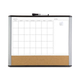 U Brands 3N1 Magnetic Mod Dry Erase Board, Monthly Calendar, 20 x 16, White Surface, Gray/Black Plastic Frame (UBR388U0001) Each