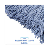Boardwalk® Mop Head, Standard Head, Cotton/Synthetic Fiber, Cut-End, #24, Blue, 12/Carton (BWK2024B) Case of 12