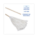Boardwalk® Handle/Deck Mops, #16 White Rayon Head, 48" Natural Wood Handle (BWK116R) Pack of 6