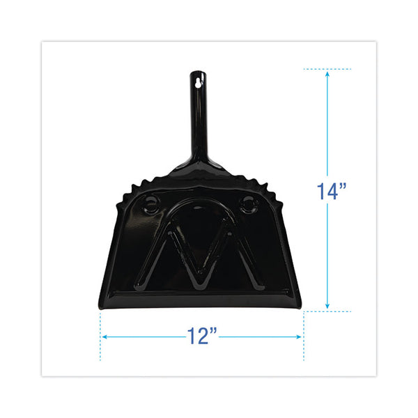 Boardwalk® Metal Dust Pan, 12 x 14, 2" Handle, 20-Gauge Steel, Black, 12/Carton (BWK04212)