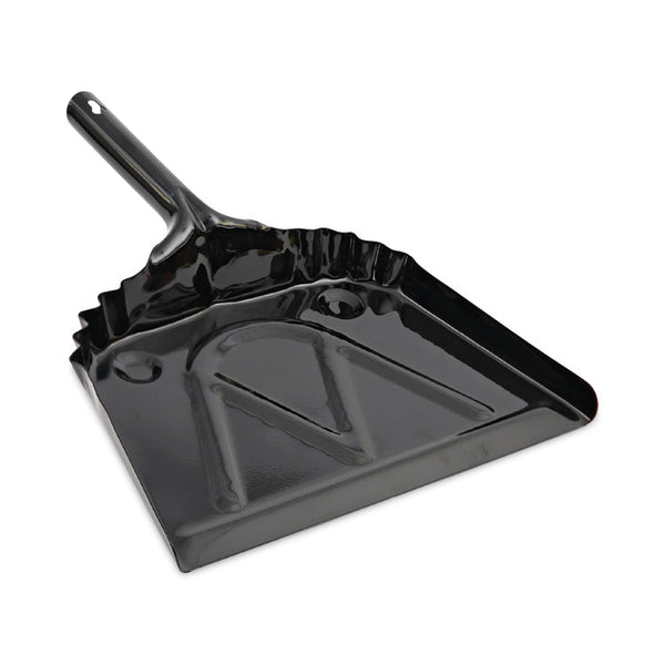 Boardwalk® Metal Dust Pan, 12 x 14, 2" Handle, 20-Gauge Steel, Black, 12/Carton (BWK04212)