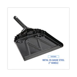 Boardwalk® Metal Dust Pan, 12 x 14, 2" Handle, 20-Gauge Steel, Black, 12/Carton (BWK04212) Case of 12