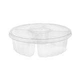 Pactiv Evergreen Dip Cup Platter, 4-Compartment, 64 oz, 10" Diameter, Clear, Plastic, 100/Carton (PCT1064DP4CLRL) Case of 100