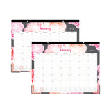 Blue Sky® Joselyn Desk Pad, Rose Artwork, 22 x 17, White/Pink/Peach Sheets, Black Binding, Clear Corners, 12-Month (Jan to Dec): 2026 (BLS102714) Each