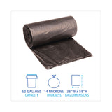 Boardwalk® High-Density Can Liners, 60 gal, 14 mic, 38" x 58", Black, Perforated Roll, 25 Bags/Roll, 8 Rolls/Carton (BWK385814K) Case of 200