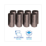 Boardwalk® High-Density Can Liners, 60 gal, 14 microns, 38" x 58", Black, 25 Bags/Roll, 8 Rolls/Carton (BWK385817BLK) 8 Rolls