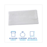 Boardwalk® High Density Industrial Can Liners Flat Pack, 60 gal, 13 microns, 38 x 60, Natural, 200/Carton (BWKH3860H) Case of 200