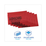 Boardwalk® Linear Low Density Health Care Trash Can Liners, 16 gal, 1.3 mil, 24 x 32, Red, 250/Carton (BWKIW2432R) Case of 250