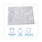 Boardwalk® Linear Low Density Industrial Can Liners, 60 gal, 0.9 mil, 38 x 58, White, 100/Carton (BWKW3858X) Case of 100