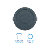 Boardwalk® Lids for 32 gal Waste Receptacle, Flat-Top, Round, Plastic, Gray (BWK32GLWRLIDG) Each