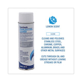 Boardwalk® Stainless Steel Cleaner and Polish, Lemon, 18 oz Aerosol Spray, 12/Carton (BWK347ACT) Case of 12