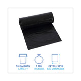 Boardwalk® Low-Density Waste Can Liners, 16 gal, 1 mil, 24 x 32, Black, 10 Bags/Roll, 15 Rolls/Carton (BWK510) Case of 150