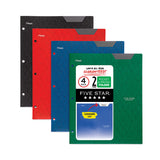 Five Star® Two-Pocket Stay-Put Plastic Folder, 11 x 8.5, Assorted, 4/Pack (MEA38049) Pack of 4