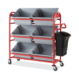 Rubbermaid® Commercial Tote Picking Cart, Metal, 3 Shelves, 450 lb Capacity, 57" x 18.5" x 55", Red (RCP2144269) Each