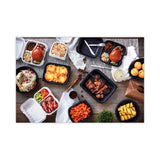 Pactiv Evergreen EarthChoice SmartLock Microwavable MFPP Hinged Lid Container, 3-Compartment, 8.3 x 8.3 x 3.4, Black, Plastic, 200/Carton (PCTYCNB08030000) Case of 200