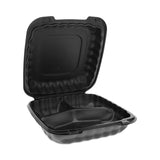 Pactiv Evergreen EarthChoice SmartLock Microwavable MFPP Hinged Lid Container, 3-Compartment, 9.33 x 8.88 x 3.1, Black, Plastic, 120/Carton (PCTYCNB09030000) Case of 120