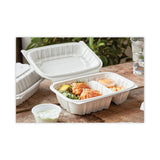 Pactiv Evergreen EarthChoice Vented Microwavable MFPP Hinged Lid Container, 2-Compartment, 9 x 6 x 3.1, White, Plastic, 170/Carton (PCTYCNW02052) Case of 170