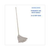 Boardwalk® Handle/Deck Mops, #24 White Cotton Head, 54" Natural Wood Handle, 6/Pack (BWK124C) Case of 6