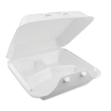 Pactiv Evergreen SmartLock Foam Hinged Lid Container, Large, 3-Compartment, 9 x 9.25 x 3.25, White, 150/Carton (PCTYHLW09030000) Case of 150
