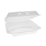 Pactiv Evergreen SmartLock Foam Hinged Lid Container, X-Large, 3-Compartment, 9.5 x 10.5 x 3.25, White, 250/Carton (PCTYHLW10030000) Case of 250