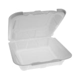 Pactiv Evergreen Vented Foam Hinged Lid Container, Dual Tab Lock Economy, 8.42 x 8.15 x 3, White, 150/Carton (PCTYTD18801ECON) Case of 150