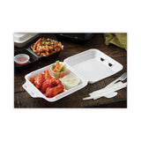 Pactiv Evergreen Vented Foam Hinged Lid Container, Dual Tab Lock Economy, 3-Compartment, 8.42 x 8.15 x 3, White, 150/Carton (PCTYTD18803ECON) Case of 150