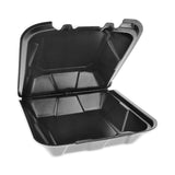 Pactiv Evergreen Vented Foam Hinged Lid Container, Dual Tab Lock, 9 x 9 x 3.25, Black, 150/Carton (PCTYTDB99010000) Case of 150