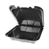 Pactiv Evergreen Vented Foam Hinged Lid Container, Dual Tab Lock, 9 x 9 x 3.25, Black, 150/Carton (PCTYTDB99010000) Case of 150