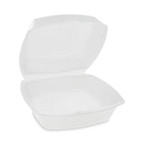 Pactiv Evergreen Foam Hinged Lid Container, Single Tab Lock, 6.38 x 6.38 x 3, White, 500/Carton (PCTYTH100800000) Case of 500