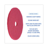 Boardwalk® Buffing Floor Pads, 20" Diameter, Red, 5/Carton (BWK4020RED) Case of 5