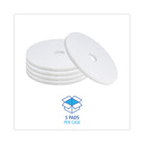 Boardwalk® Polishing Floor Pads, 19" Diameter, White, 5/Carton (BWK4019WHI) Case of 5