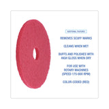 Boardwalk® Buffing Floor Pads, 17" Diameter, Red, 5/Carton (BWK4017RED) Case of 5