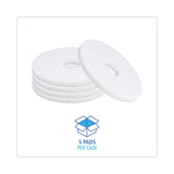 Boardwalk® Polishing Floor Pads, 14" Diameter, White, 5/Carton (BWK4014WHI) Case of 5
