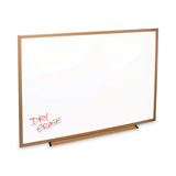 Universal® Deluxe Melamine Dry Erase Board, 48 x 36, Melamine White Surface, Oak Fiberboard Frame (UNV43618) Each