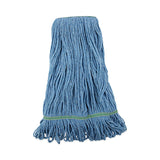 Boardwalk® Super Loop Wet Mop Head, Cotton/Synthetic Fiber, 1" Headband, Medium Size, Blue (BWK502BLNB) Each
