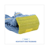 Boardwalk® Super Loop Wet Mop Head, Cotton/Synthetic Fiber, 5" Headband, Small Size, Blue, 12/Carton (BWK501BL) Case of 12