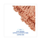Boardwalk® Super Loop Wet Mop Head, Cotton/Synthetic Fiber, 5" Headband, Large Size, Orange, 12/Carton (BWK503OR) Case of 12