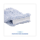 Boardwalk® Mop Head, Floor Finish, Narrow, Rayon/Polyester, Medium, White/Blue, 12/Carton (BWK542CT) Case of 12