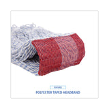 Boardwalk® Mop Head, Floor Finish, Wide, Rayon/Polyester, Large, White/Blue, 12/Carton (BWK553) Case of 12