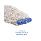 Boardwalk® Mop Head, Economical Lie-Flat Head, Cotton Fiber, 20 oz, White, 12/Carton (BWK720C) Case of 12