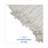 Boardwalk® Cut-End Lie-Flat Wet Mop Head, Rayon, 24oz, White, 12/Carton (BWK724RCT) Case of 12