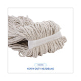 Boardwalk® Mop Head, Economical Lie-Flat Head, Cotton Fiber, 32oz, White, 12/Carton (BWK732C) Case of 12