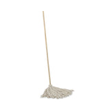 Boardwalk® Cotton Deck Mop, #24 White Cotton Head, 50" Wood Handle, 6/Carton (BWKCD50024S) Case of 6