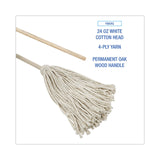 Boardwalk® Cotton Deck Mop, #24 White Cotton Head, 50" Wood Handle, 6/Carton (BWKCD50024S) Case of 6